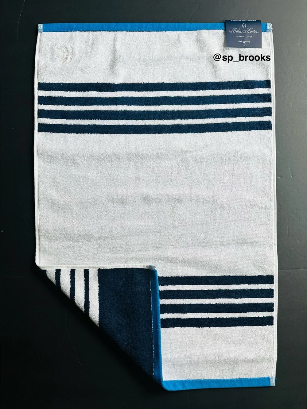 🎁2PC Brooks Brothers Bath Mats - Turkish Cotton Bath Mats - Stripe - 30.5x19.5